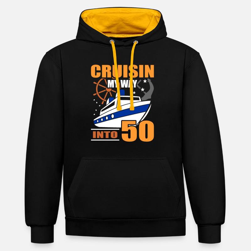 50e anniversaire - Sweat à capuche contrasté - noir/or