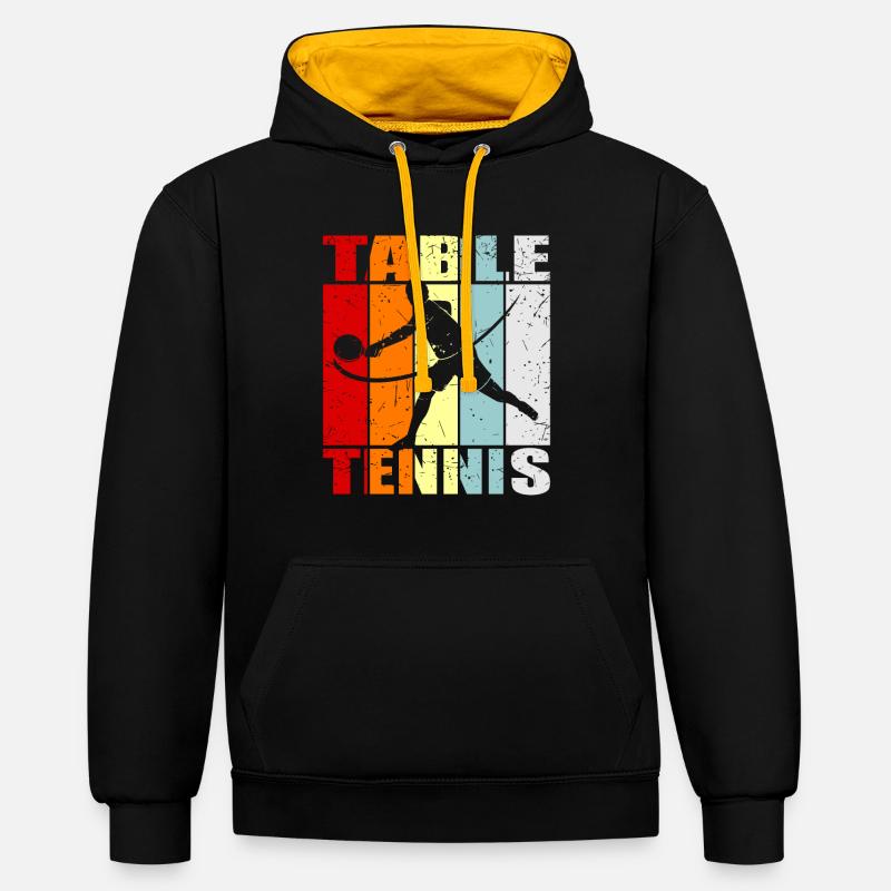 Tennis de table - Sweat à capuche contrasté - noir/or