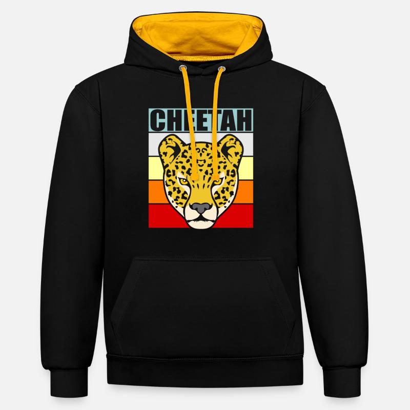 guépard - Sweat à capuche contrasté - noir/or