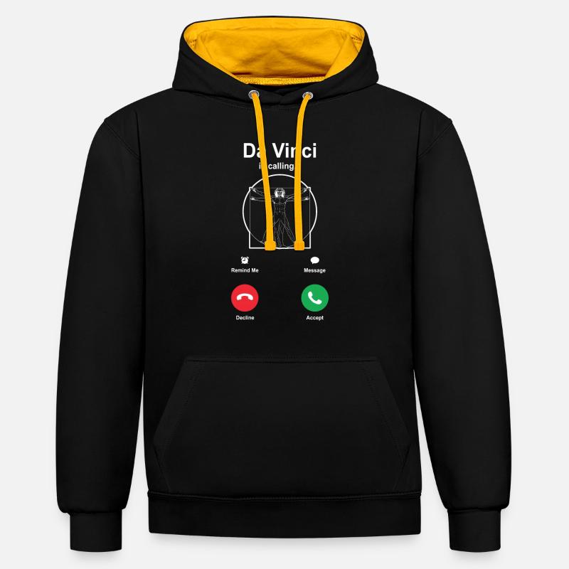 Léonard de Vinci - Sweat à capuche contrasté - noir/or