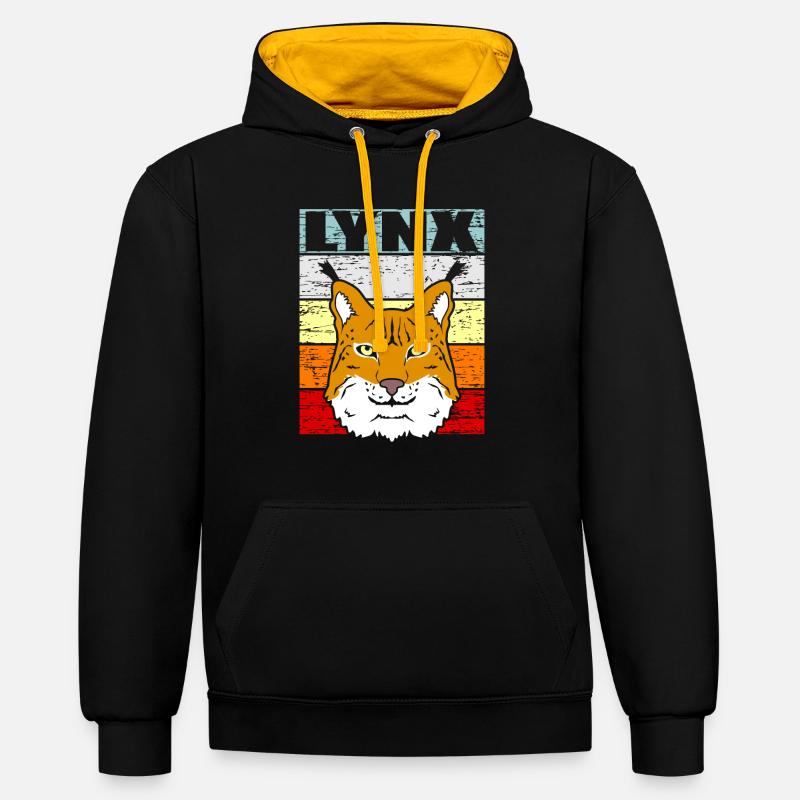 Lynx - Sweat à capuche contrasté - noir/or