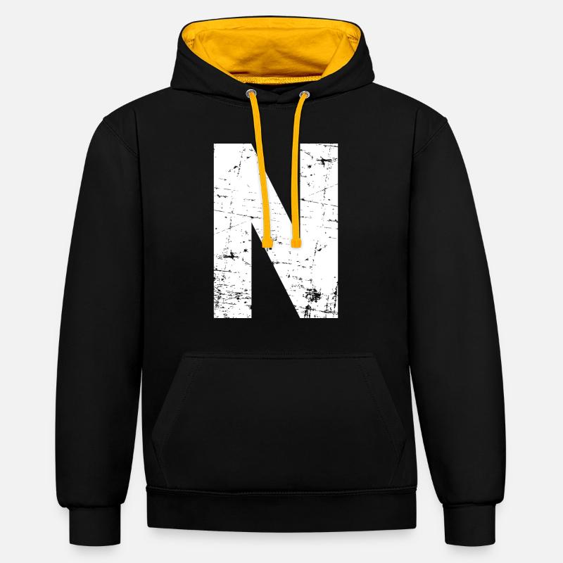 N Buchstabe - Kontrast-Hoodie - Schwarz/Gold