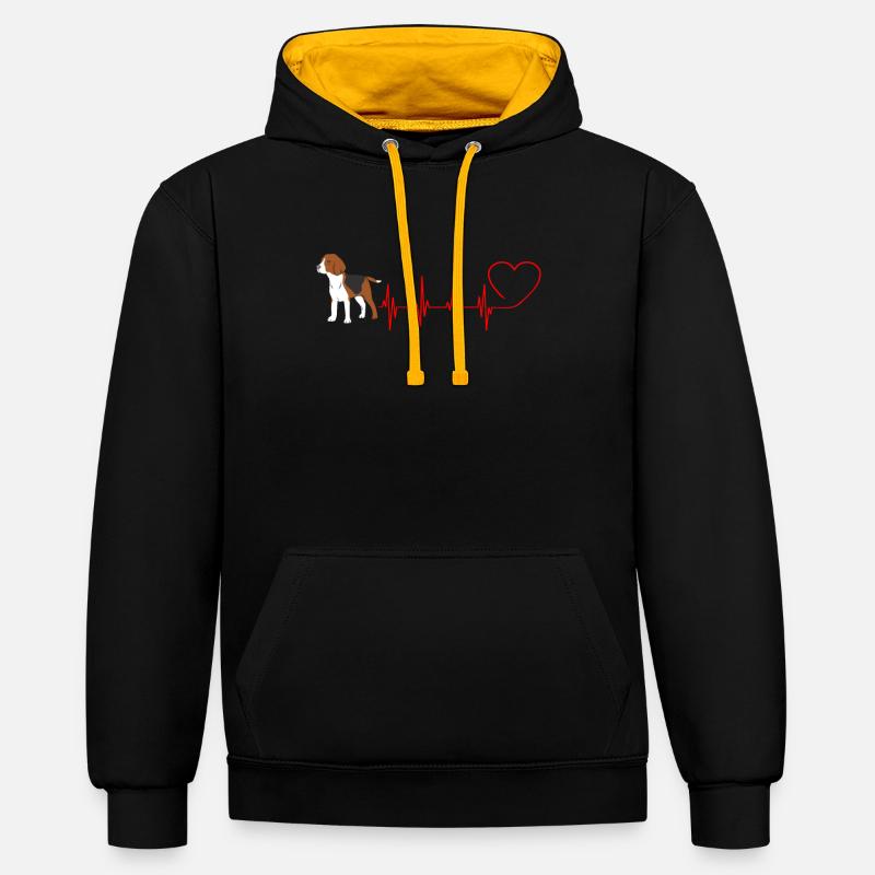 Idée cadeau chiot Beagle - Sweat à capuche contrasté - noir/or