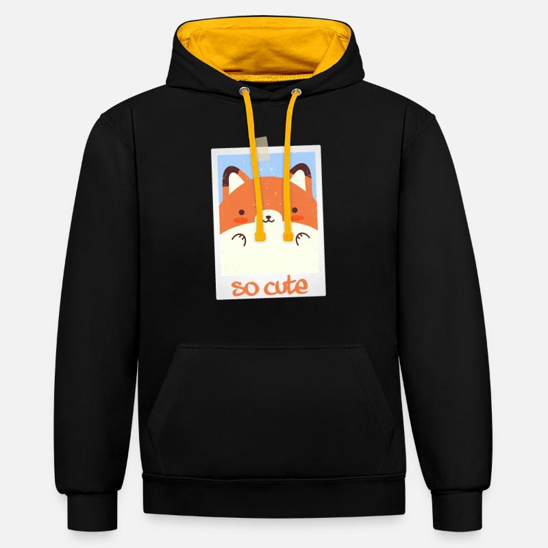 Renard si mignon 5/13 - Sweat à capuche contrasté - noir/or
