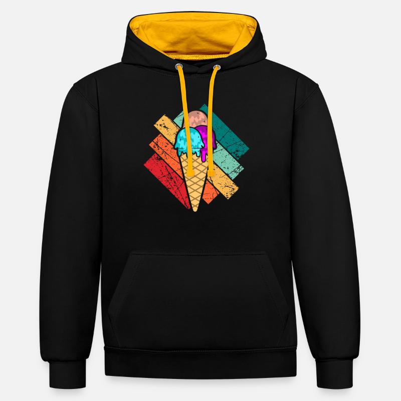 Crème glacée - Sweat à capuche contrasté - noir/or