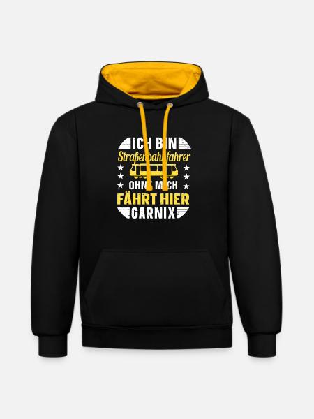 Straßenbahn Trambahn Stadtbahn Straßenbahnfahrer - Kontrast-Hoodie - Schwarz/Gold