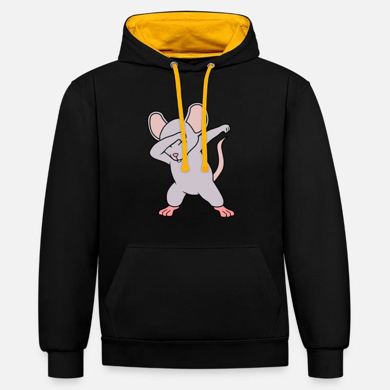 Souris - Sweat à capuche contrasté - noir/or