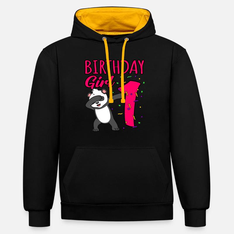 1er anniversaire - Sweat à capuche contrasté - noir/or