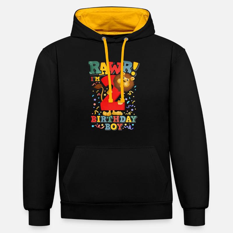 Lion Boy Anniversaire 2 - Sweat à capuche contrasté - noir/or