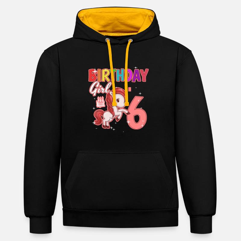 Anniversaire 6 - Sweat à capuche contrasté - noir/or