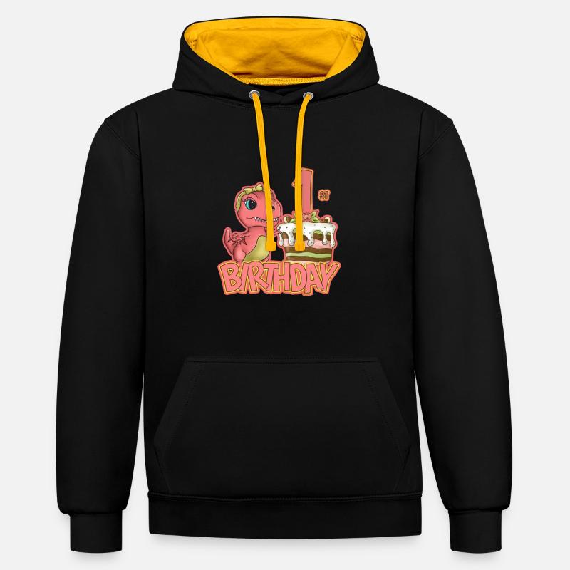 1er anniversaire - Sweat à capuche contrasté - noir/or