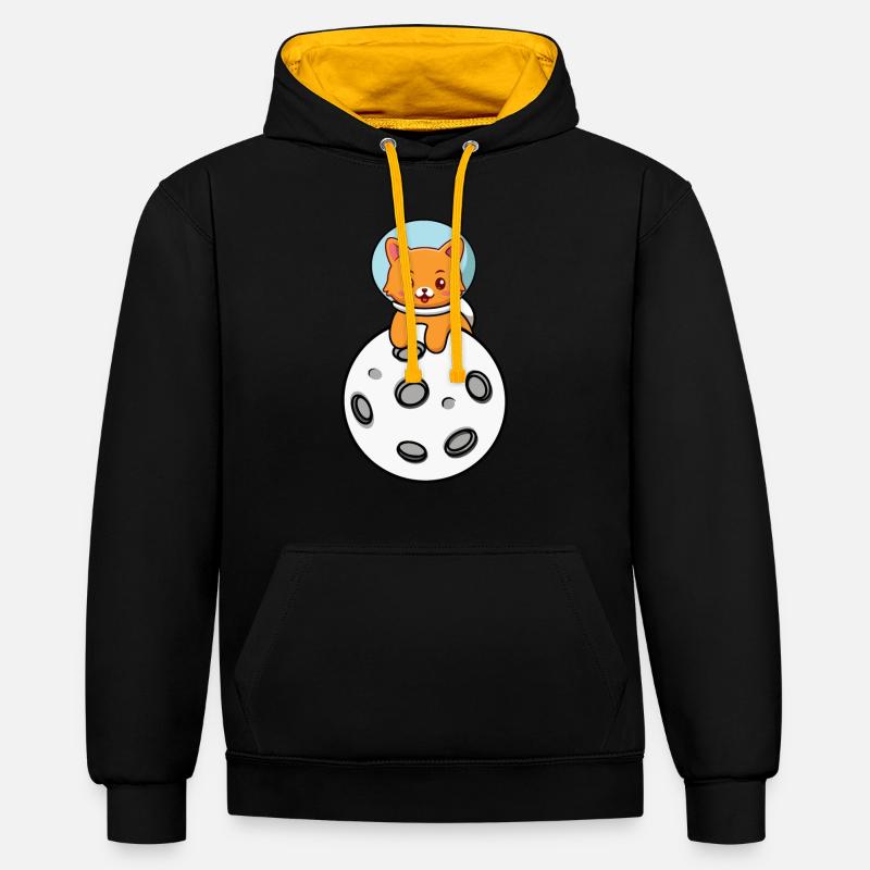 Chat de l’espace - Sweat à capuche contrasté - noir/or