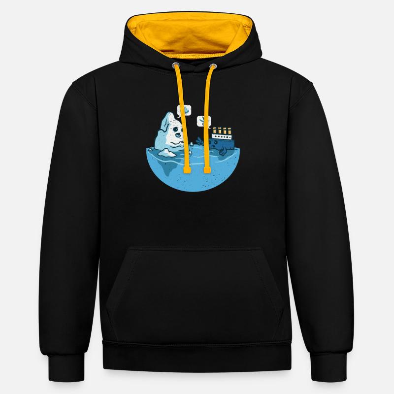 Ship Stone Ciseaux Papier Sarcastique - Sweat à capuche contrasté - noir/or