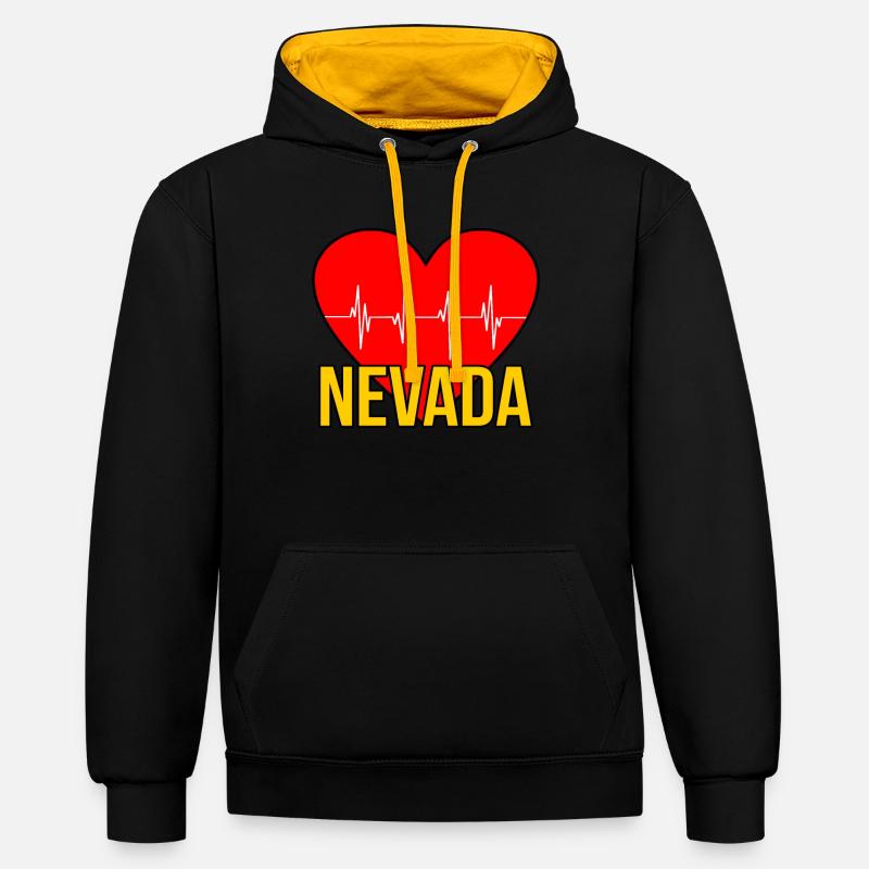 Nevada Heartbeat Cadeau - Sweat à capuche contrasté - noir/or