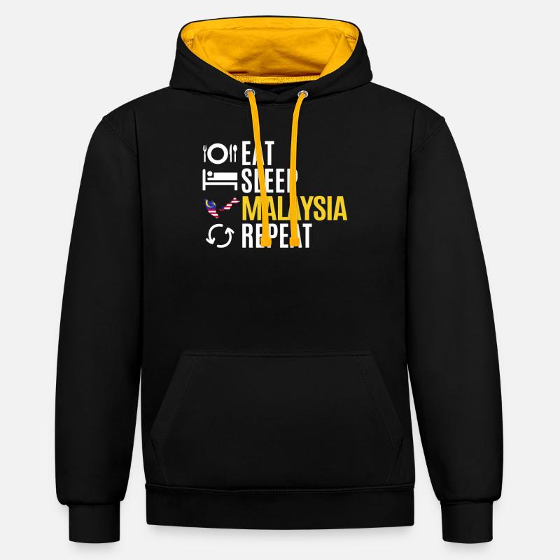 Malaisie - Sweat à capuche contrasté - noir/or