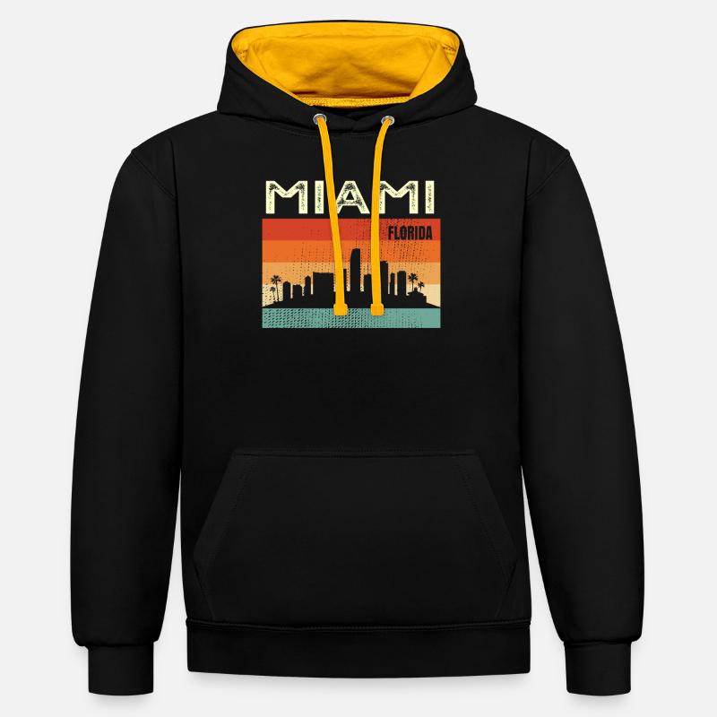 Miami, Floride - Sweat à capuche contrasté - noir/or