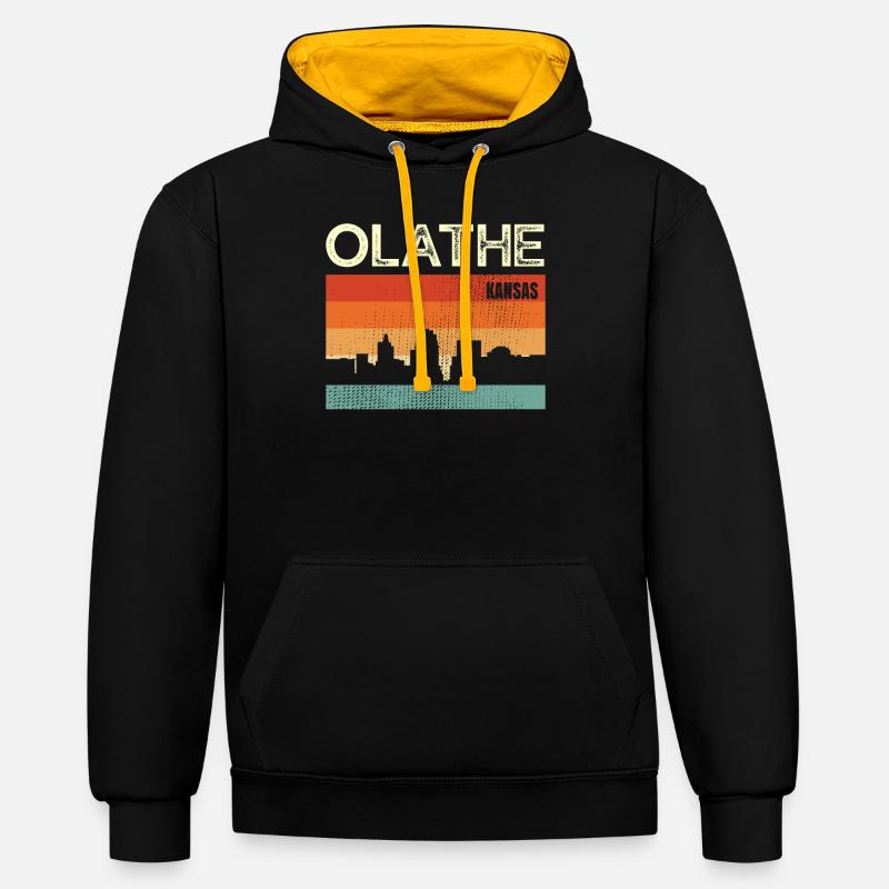 Olathe - Sweat à capuche contrasté - noir/or