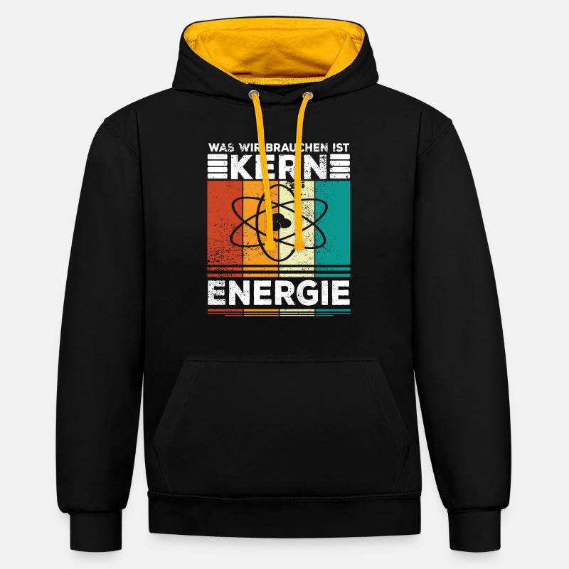 Atomenergie Kernkraft Kernenergie Atomkraftwerke - Kontrast-Hoodie - Schwarz/Gold