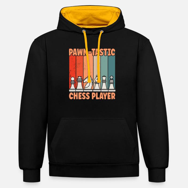 Échecs Pawn-tastic - Sweat à capuche contrasté - noir/or