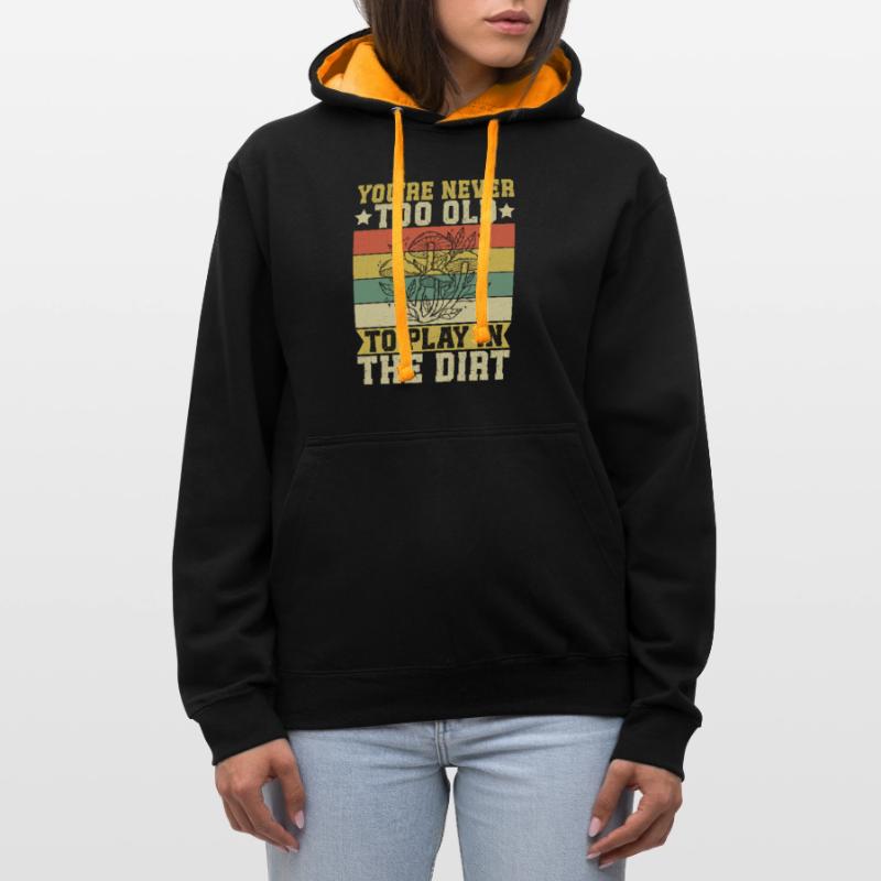 Mushroom Foraging Hunter Never Too Old Play Dirt Kontrast-Hoodie