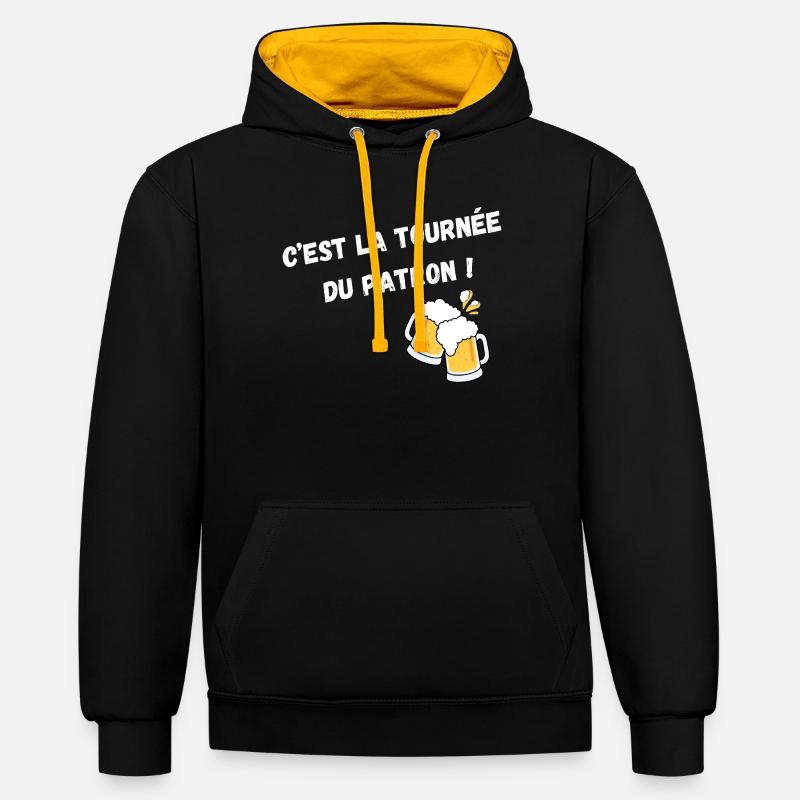 C'est La Tournée Du Patron ! - Sweat à capuche contrasté - noir/or