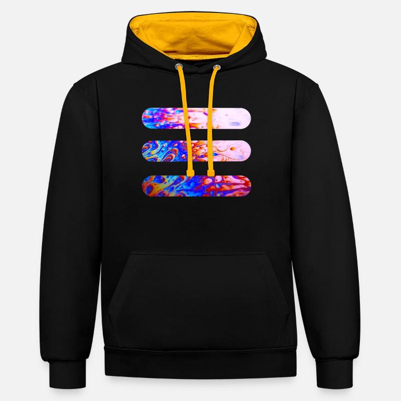 Lines | Wavy lines | | symbols Pattern - Contrast hoodie - black/gold