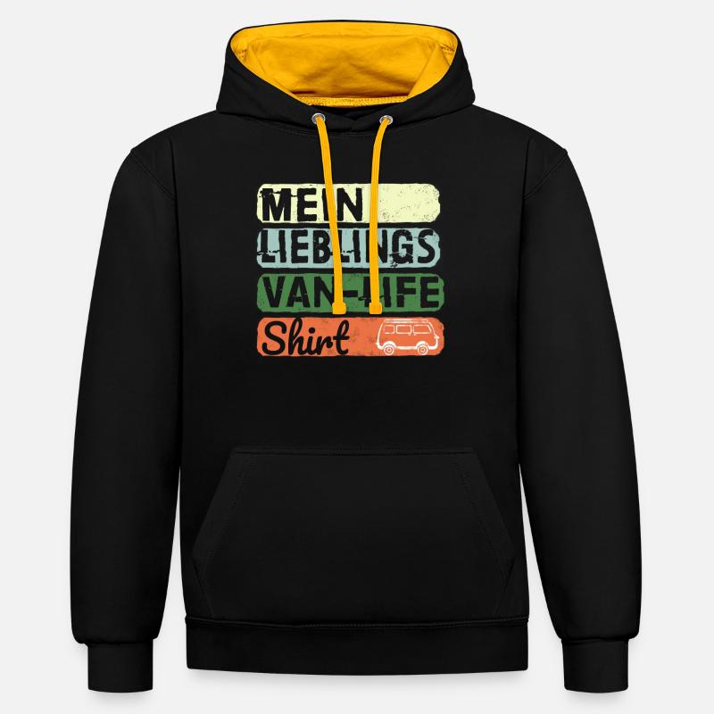 Camping-car Darling Van-Life Camper - Sweat à capuche contrasté - noir/or