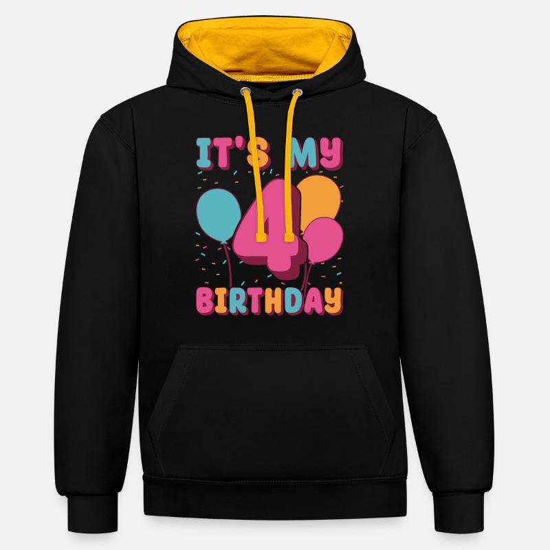 C’est mon 4e anniversaire - Sweat à capuche contrasté - noir/or