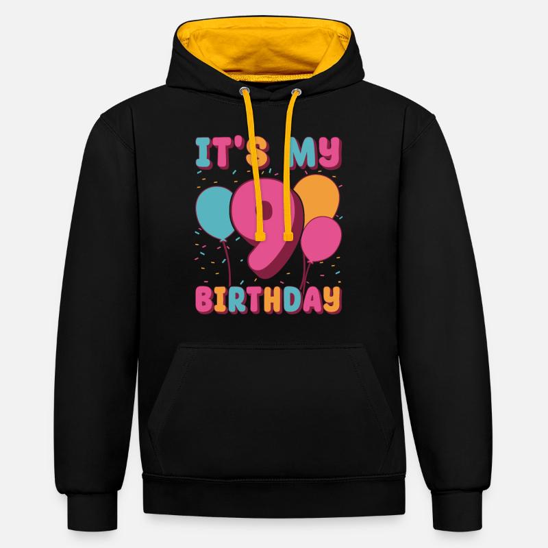 C’est mon 9e anniversaire - Sweat à capuche contrasté - noir/or