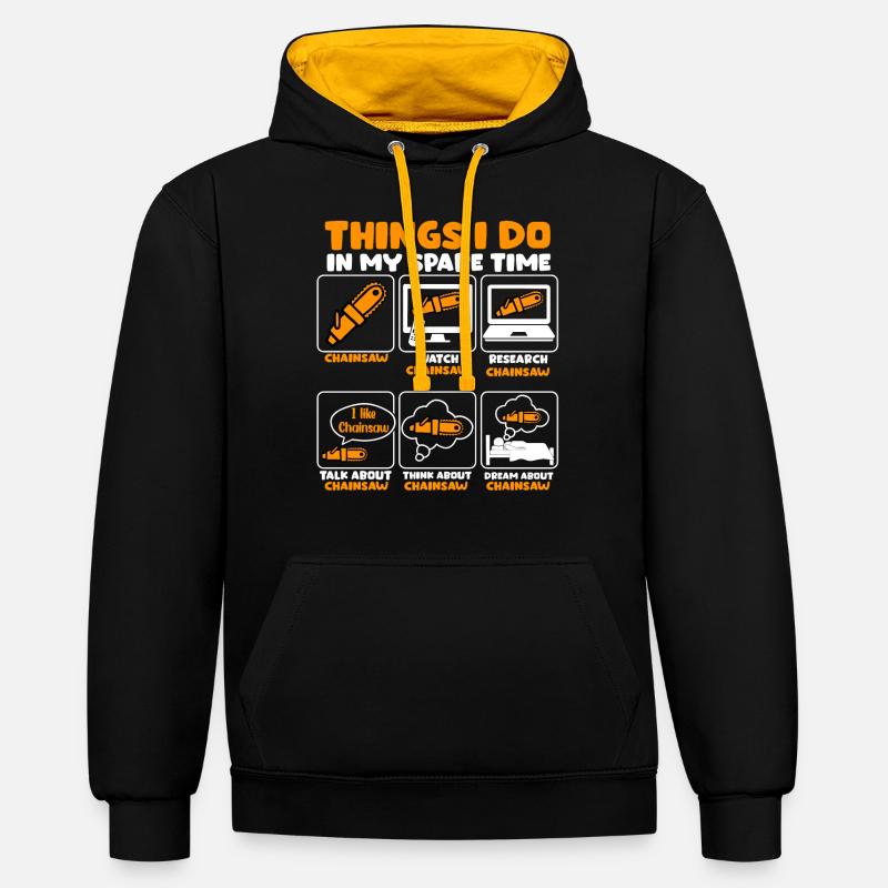 Tronçonneuse - Sweat à capuche contrasté - noir/or