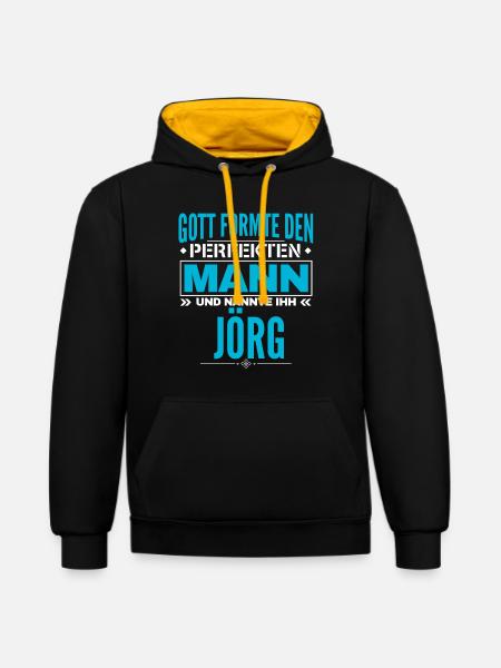 Jörg Name Design - Kontrast-Hoodie - Schwarz/Gold