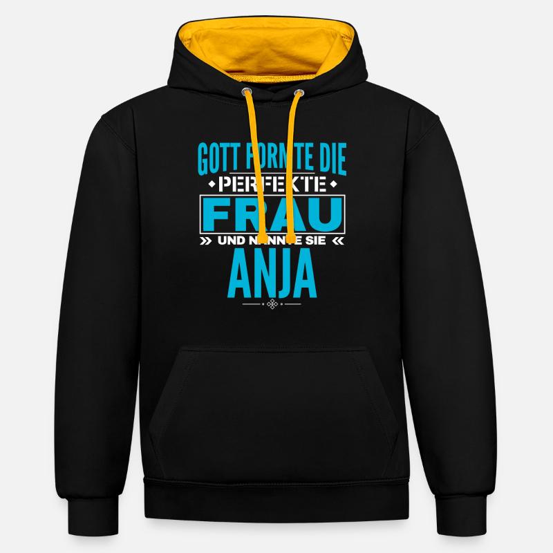 Conception du nom d’Anja - Sweat à capuche contrasté - noir/or