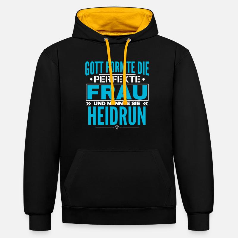 Conception du nom Heidrun - Sweat à capuche contrasté - noir/or