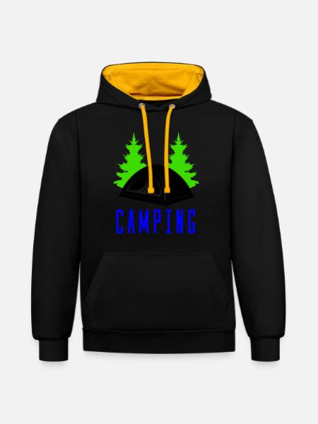 camping - Kontrast-Hoodie - Schwarz/Gold