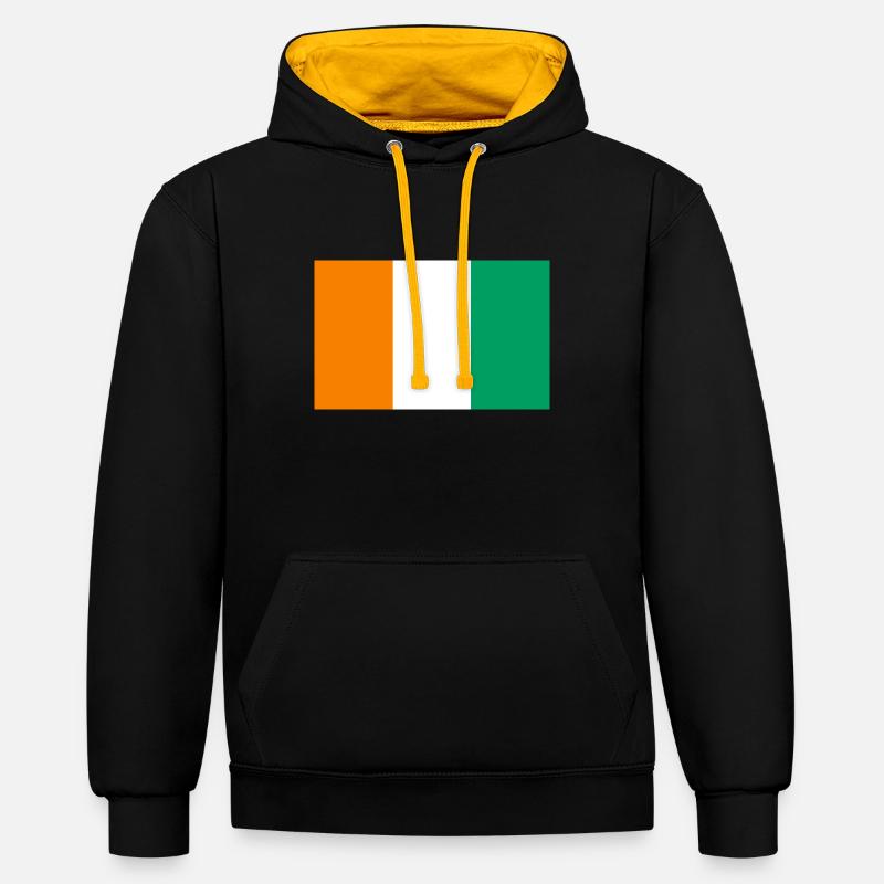 Idée cadeau drapeau Côte d'Ivoire - Sweat à capuche contrasté - noir/or