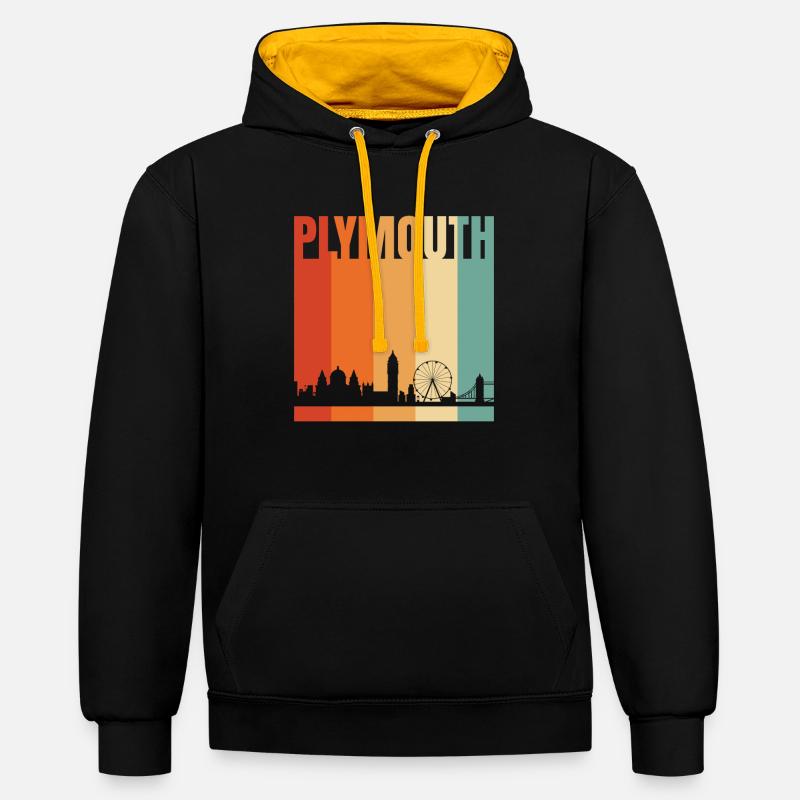 Plymouth - Sweat à capuche contrasté - noir/or