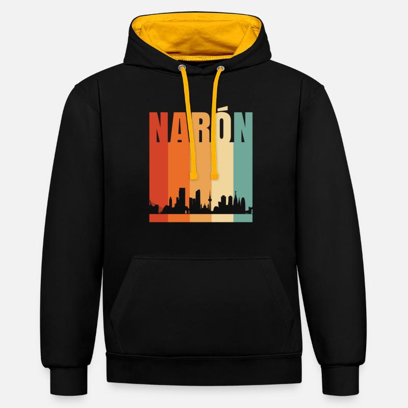 Narón - Sweat à capuche contrasté - noir/or
