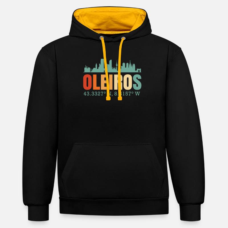 Oleiros - Sweat à capuche contrasté - noir/or