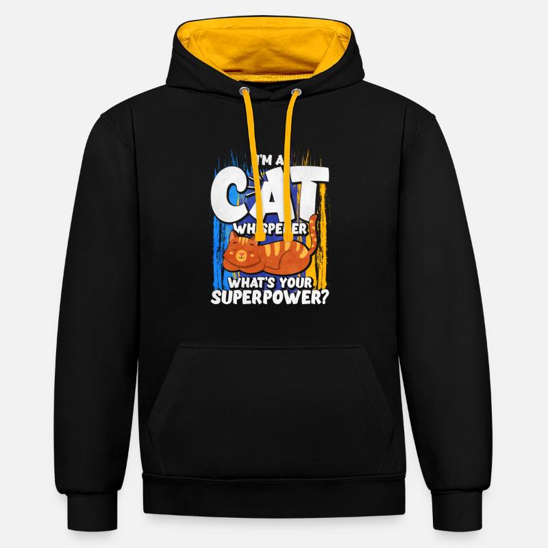 Chat - Sweat à capuche contrasté - noir/or