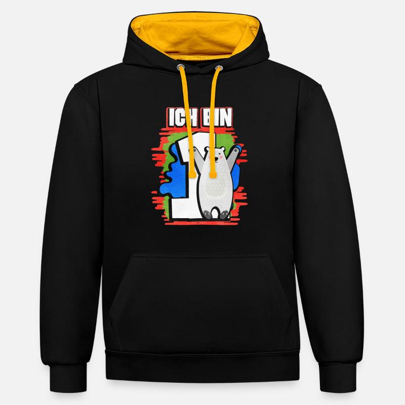 Ich Bin 1 Eisbär - Kontrast-Hoodie - Schwarz/Gold