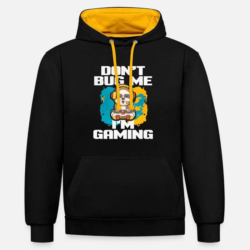Gaming Gaming Computer Games Cadeau - Sweat à capuche contrasté - noir/or