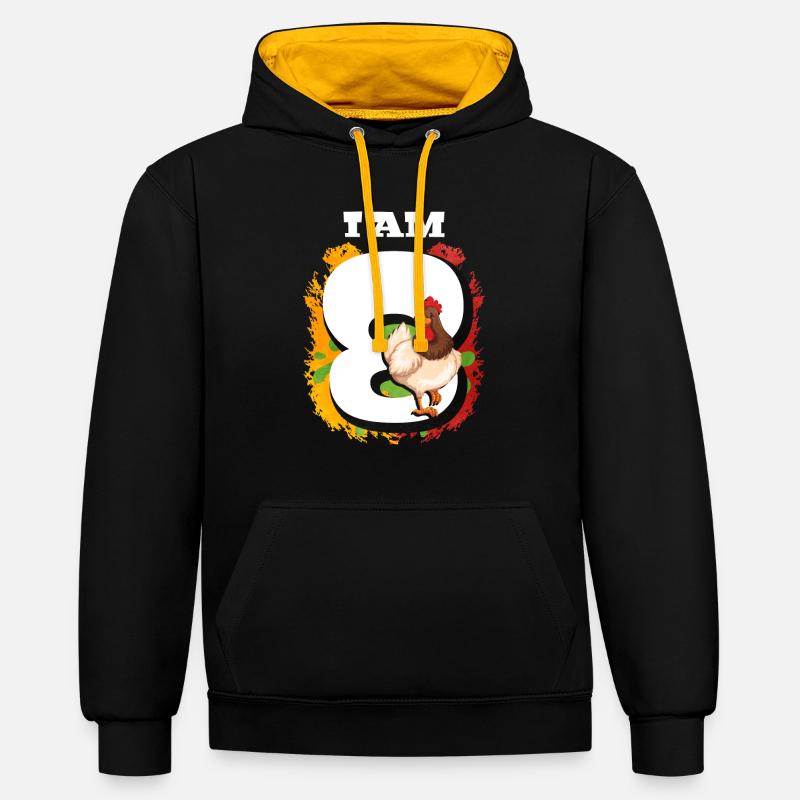 Je suis 8 poulets - Sweat à capuche contrasté - noir/or