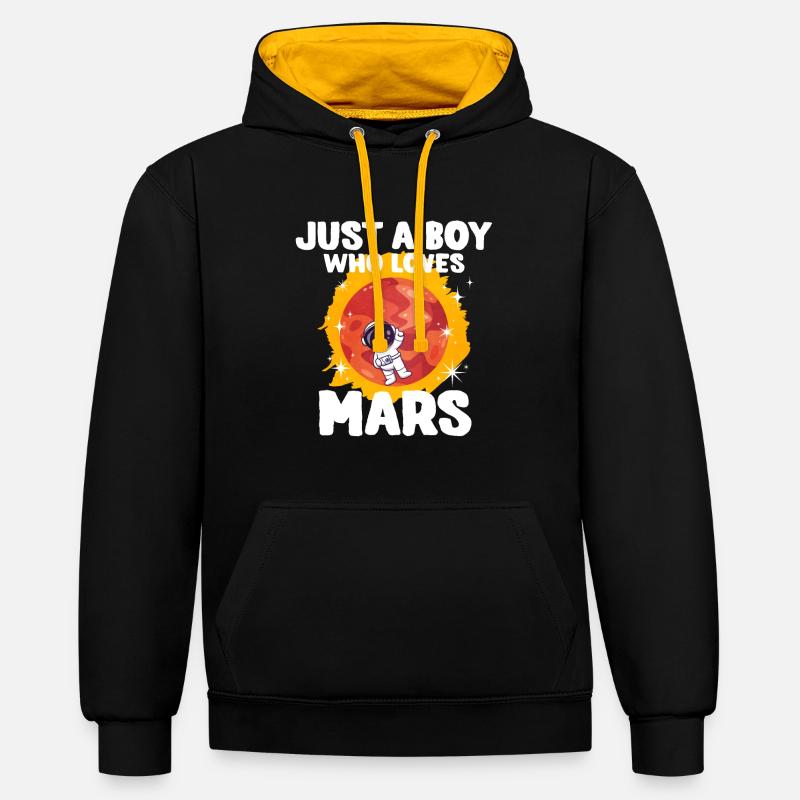 Cadeau de planète Mars - Sweat à capuche contrasté - noir/or