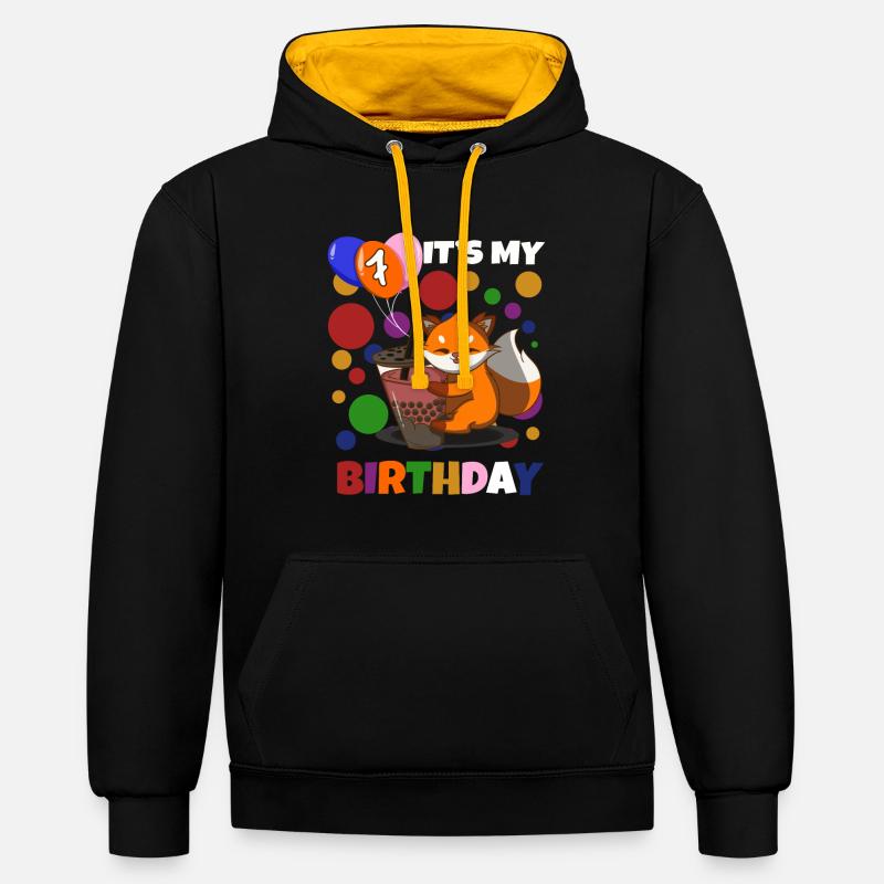 7e anniversaire Fox - Sweat à capuche contrasté - noir/or