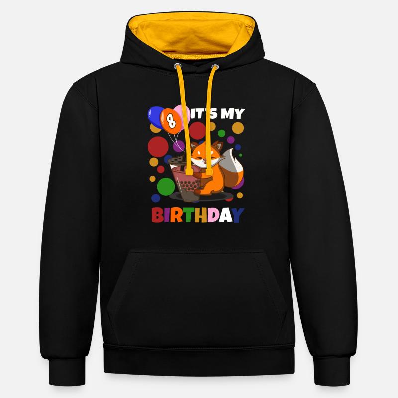 8. Renard d’anniversaire - Sweat à capuche contrasté - noir/or