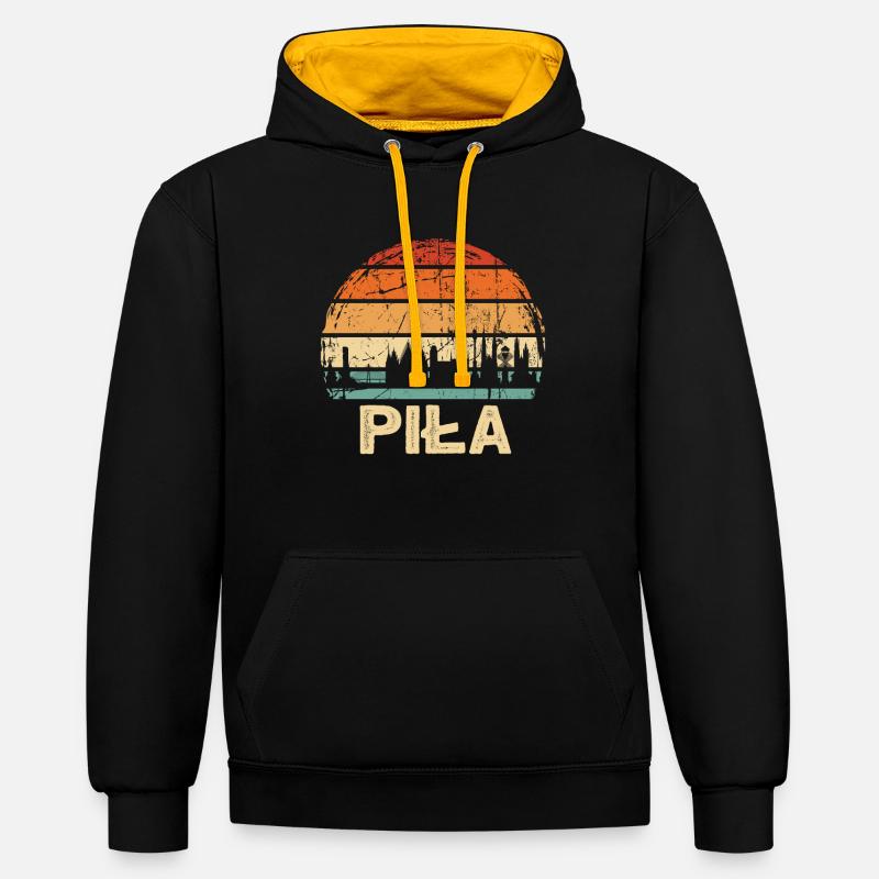 Pologne Pita Skyline - Sweat à capuche contrasté - noir/or