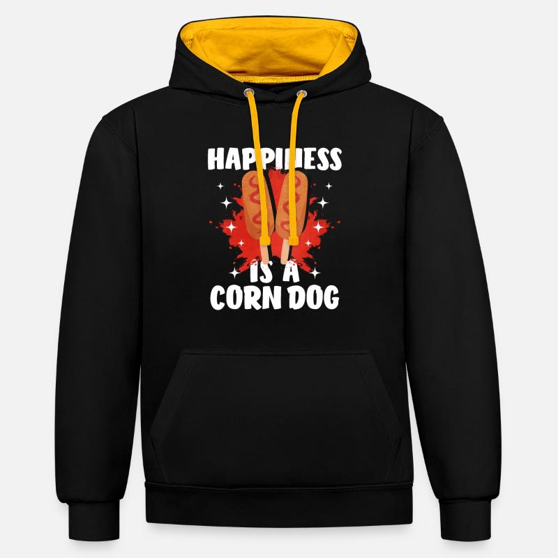 Chien de maïs - Sweat à capuche contrasté - noir/or