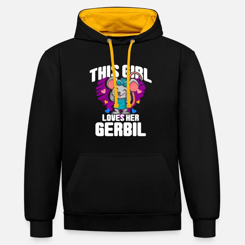 Gerbille Souris Cadeau - Sweat à capuche contrasté - noir/or