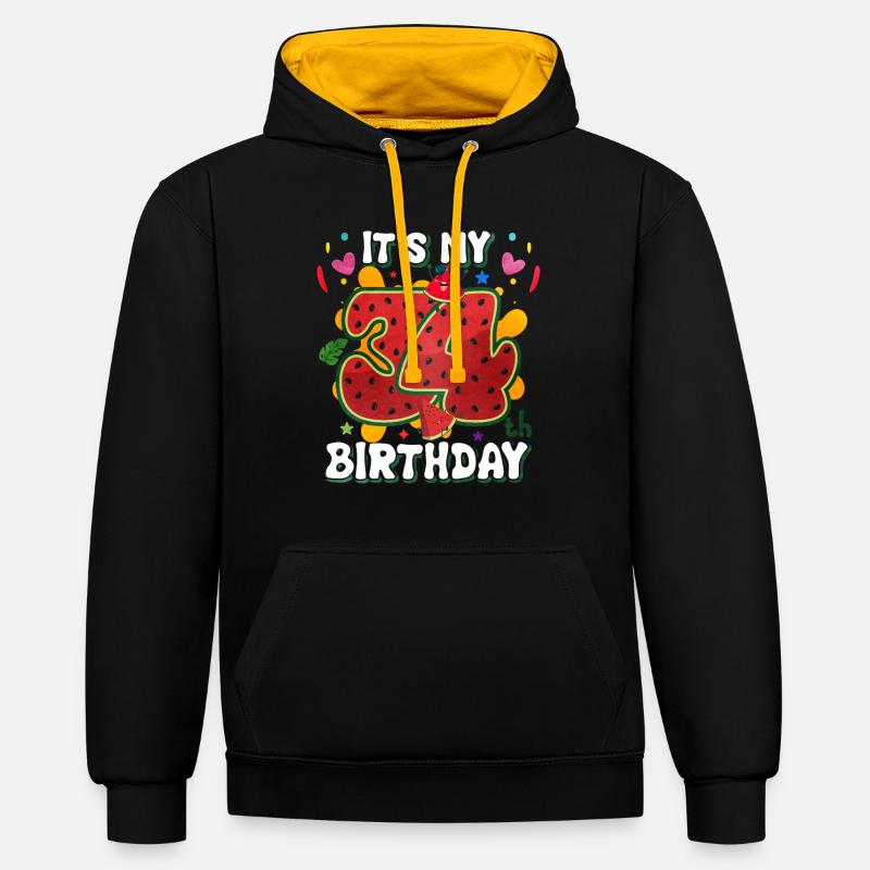 34e anniversaire Pastèque - Sweat à capuche contrasté - noir/or