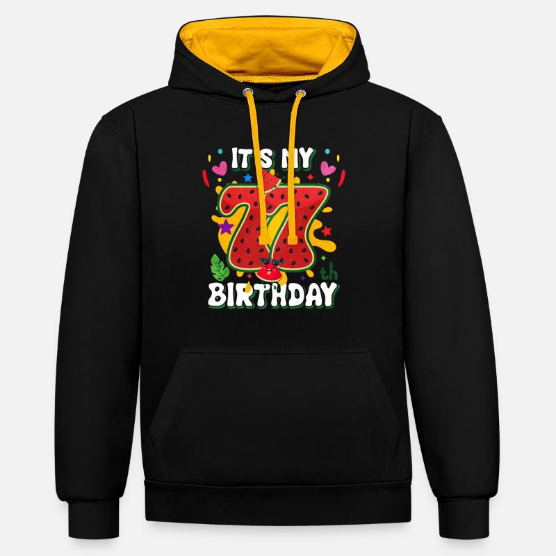 77e anniversaire Pastèque - Sweat à capuche contrasté - noir/or